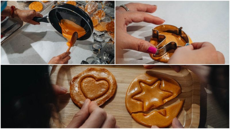 砂糖菓子(タルゴナ)の型抜き ⓒ Vn Express 砂糖菓子(タルゴナ)の型抜き ⓒ Vn Express